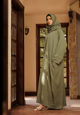 Hijabi.Pk Olive Pearl Sleeve Abaya - Signature